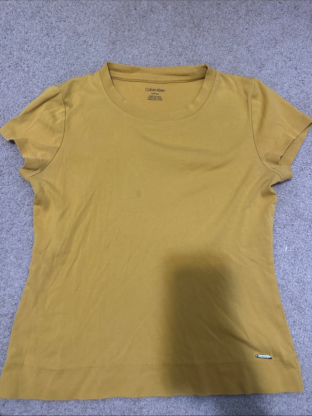 Calvin Klein Women's Mustard Short-Sleeve Crew Tee